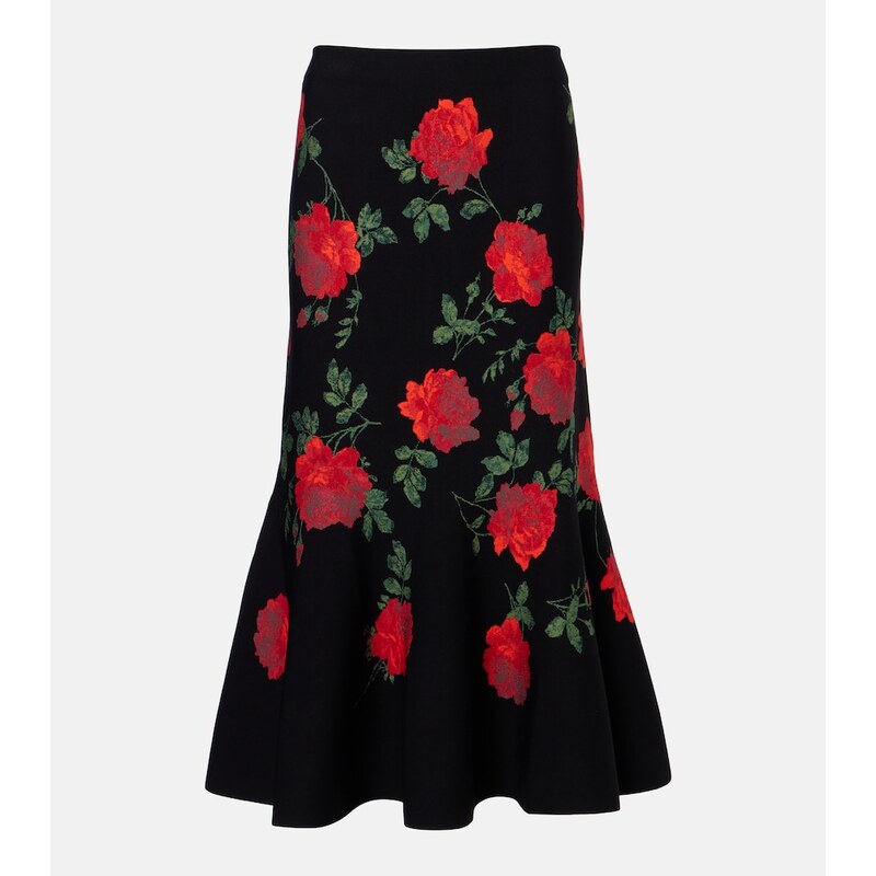 Carolina Herrera Floral jacquard midi skirt