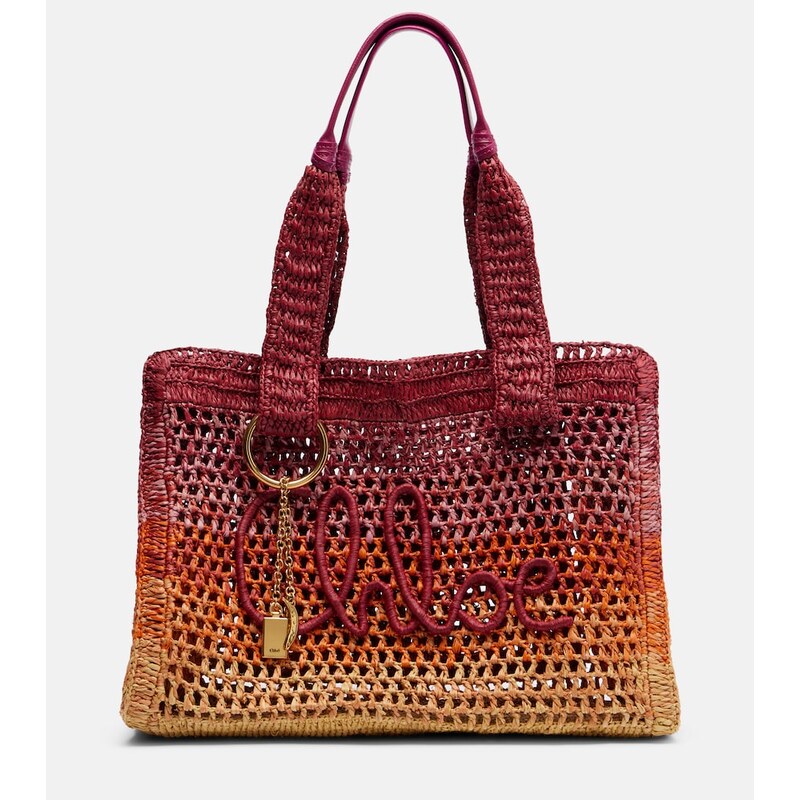 Chloé Summer Banana East-West raffia tote bag