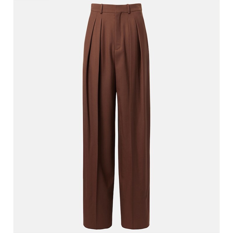 Saint Laurent Pleated wool gabardine wide-leg pants
