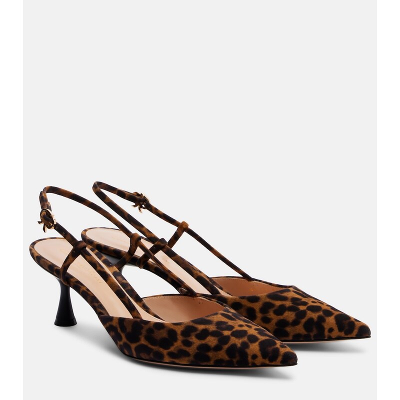 Gianvito Rossi Ascent leopard-print suede slingback pumps