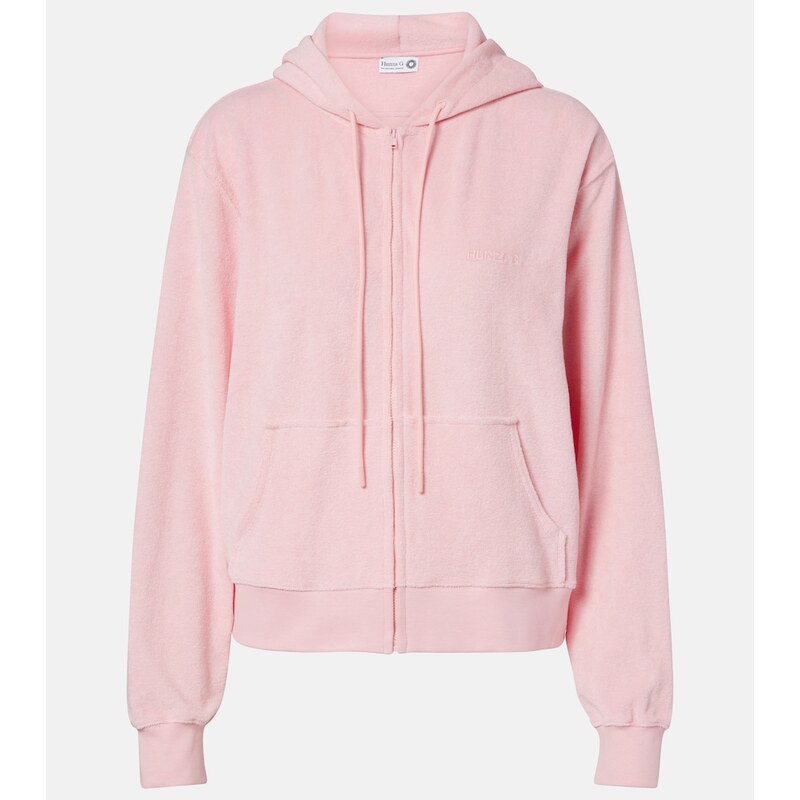 Hunza G Logo cotton terry zip-up hoodie