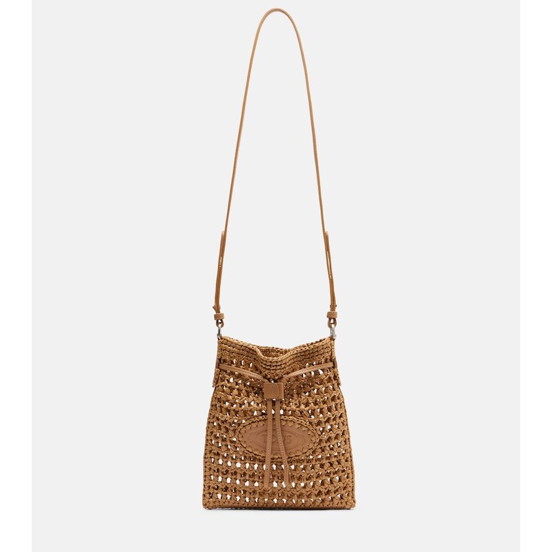 Tods EBL Mini raffia-effect bucket bag