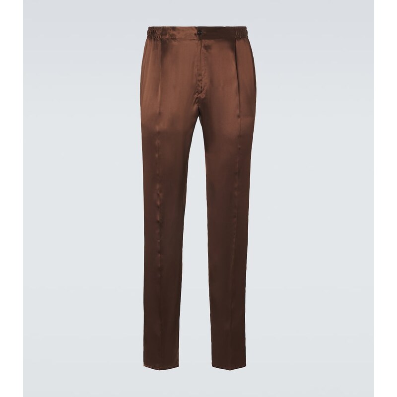 Rubinacci Reversible silk straight pants