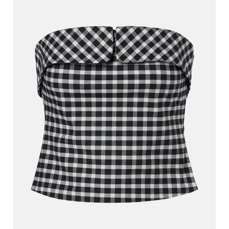Posse Chiara gingham cotton-blend tube top