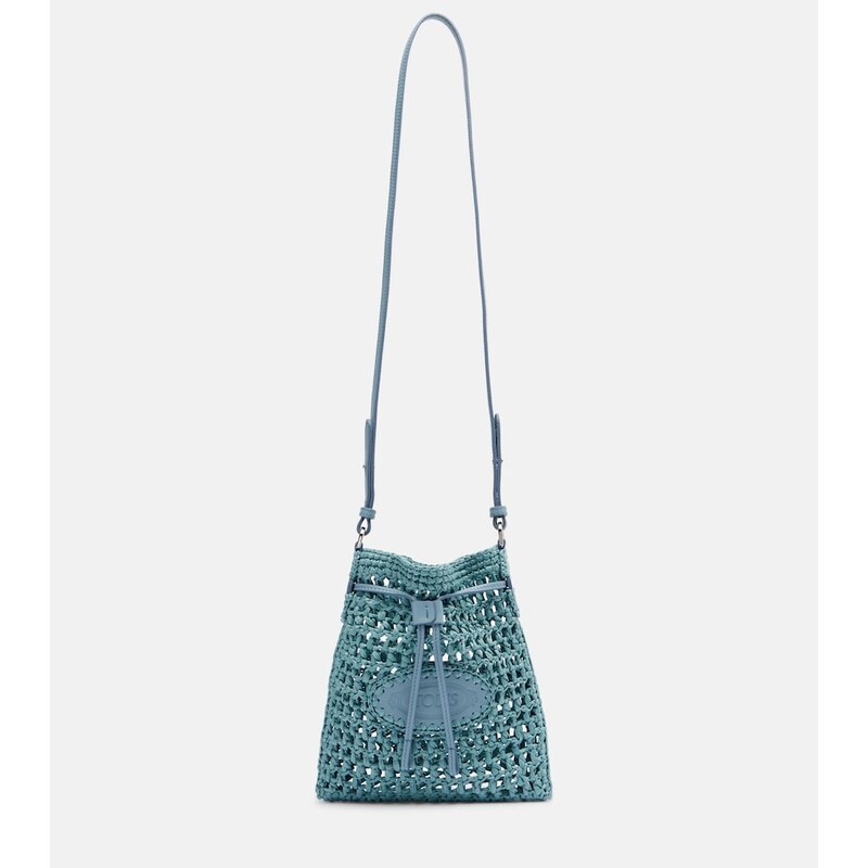 Tods EBL Mini raffia-effect bucket bag