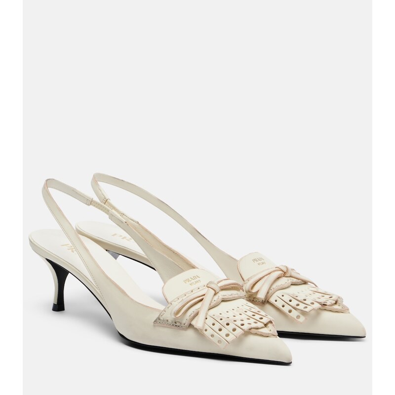 Prada Bow-detail leather slingback pumps