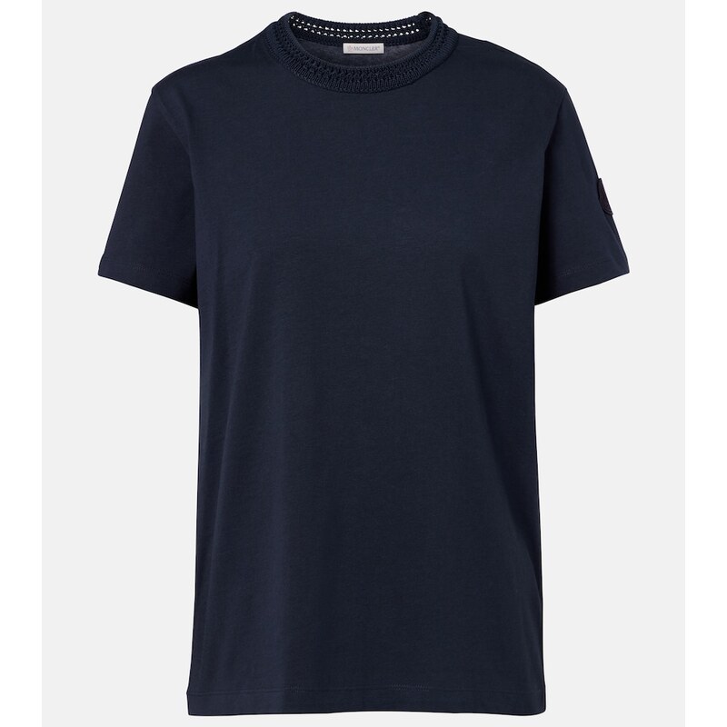 Moncler Crochet-trimmed cotton jersey T-shirt