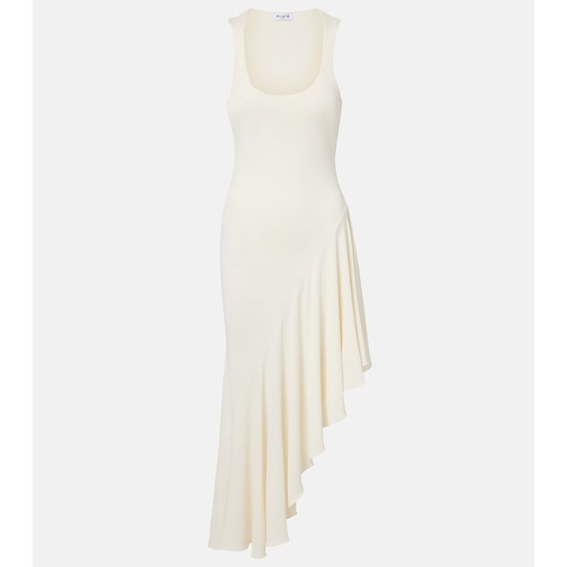 Alaia AlaÃ¯a Asymmetric jersey midi dress