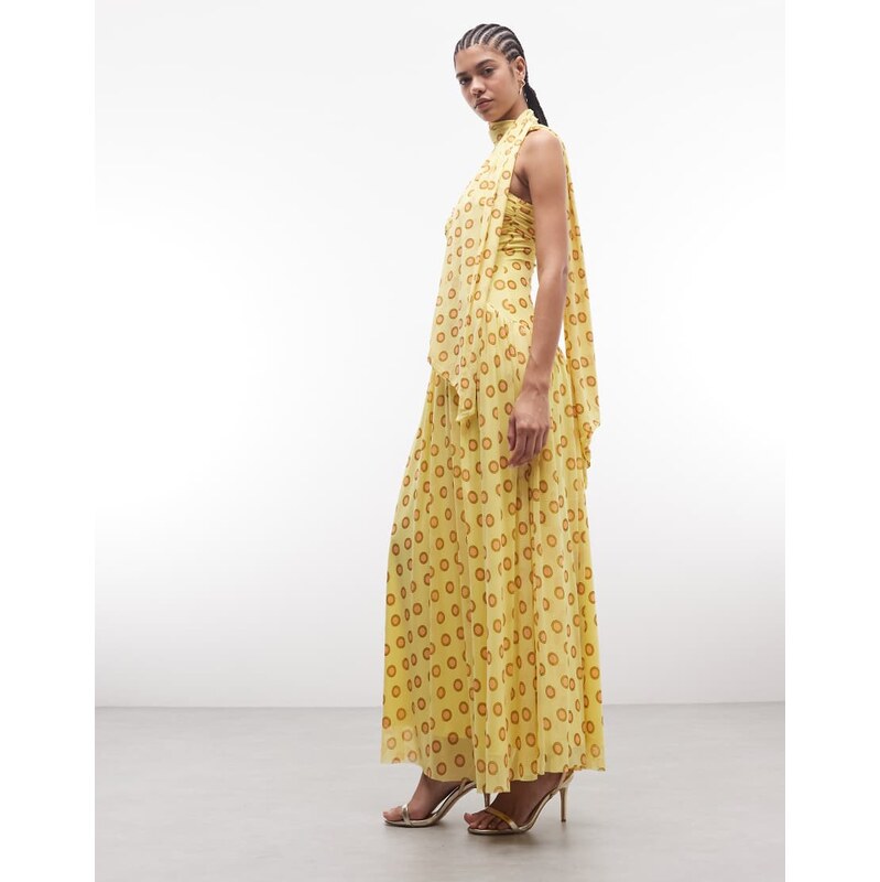 AFRM Rori detachable scarf detail sculpted waist maxi dress in