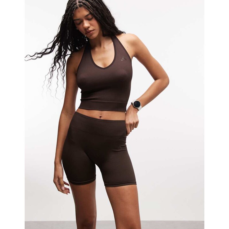 adidas performance adidas Training knitted 4in shorts in brown-Black 115740639