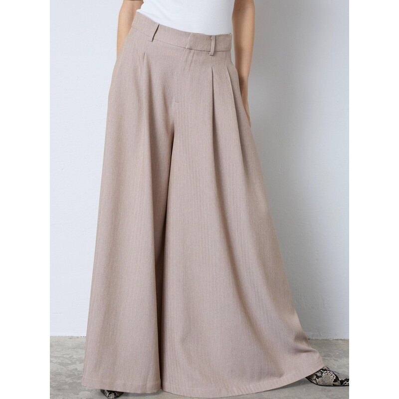 cocouture Kalhoty Marlo šedobéžová