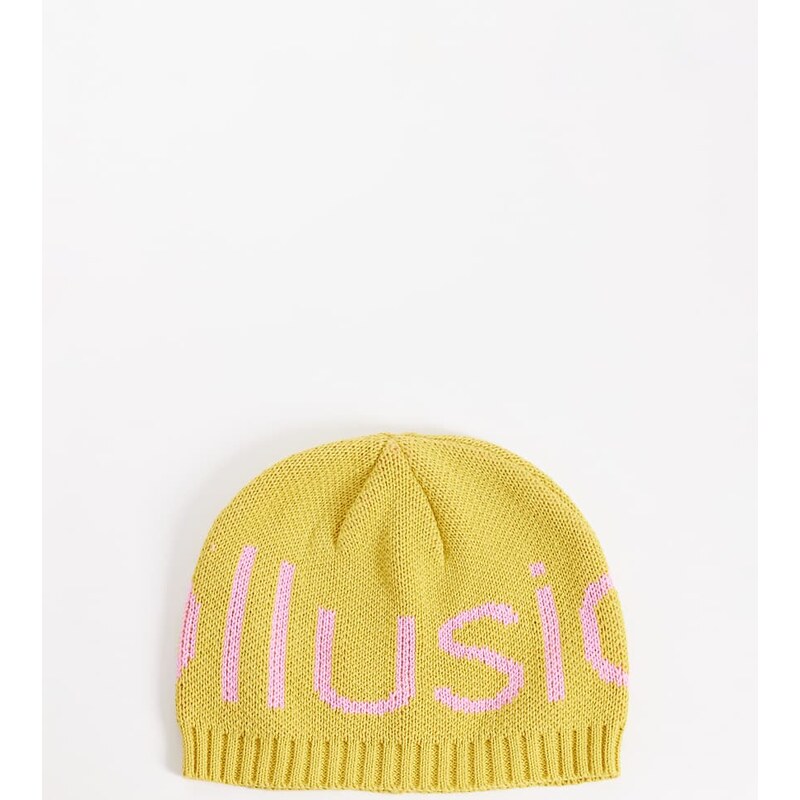 COLLUSION Crochet logo beanie in yellow 115521204