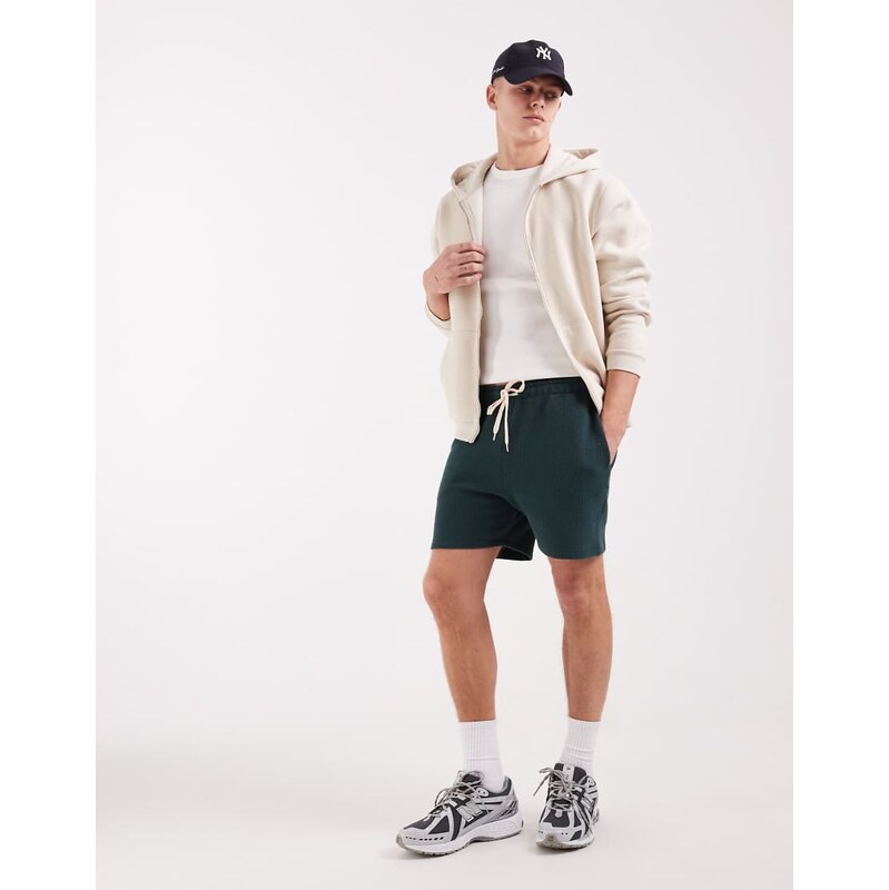 ASOS DESIGN oversized bubble herringbone jersey short in dark