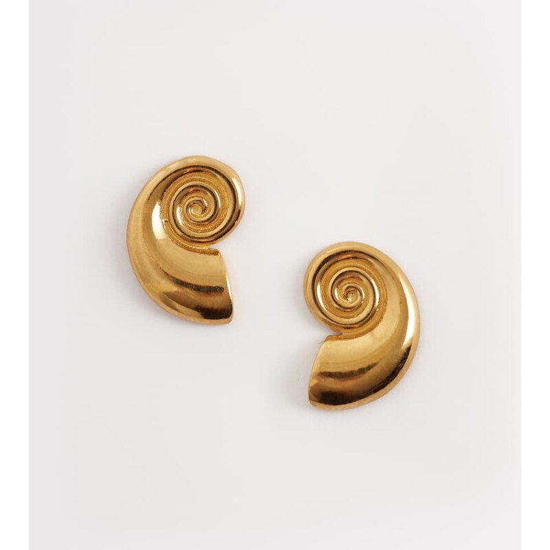 Seol + Gold shell stud earrings in 18ct gold vermeil 115227266
