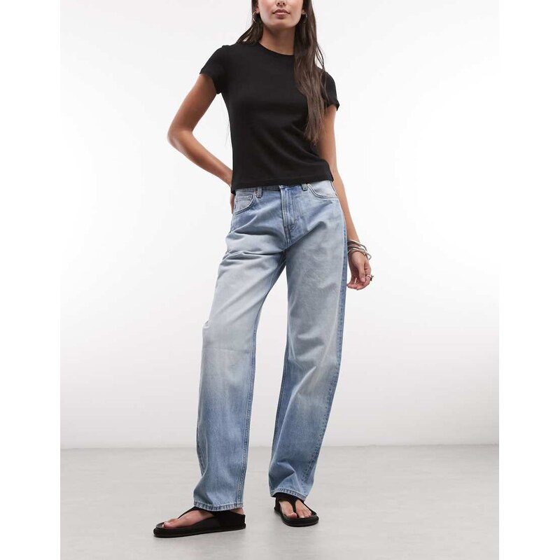 Weekday barrel leg jeans in light blue wash