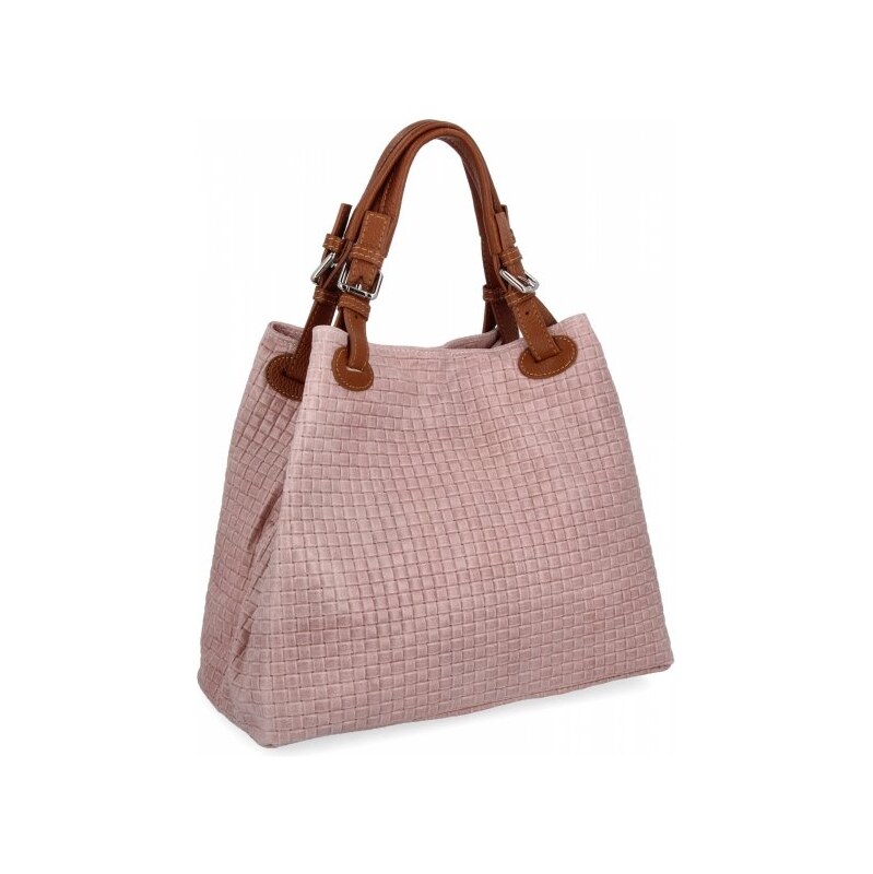 Kožené kabelka shopper bag Vittoria Gotti pudrová růžová 2269