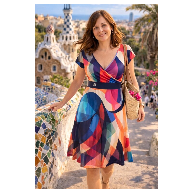 BajaDesign letní dámské šaty V, retro + tm. modrá 92327327
