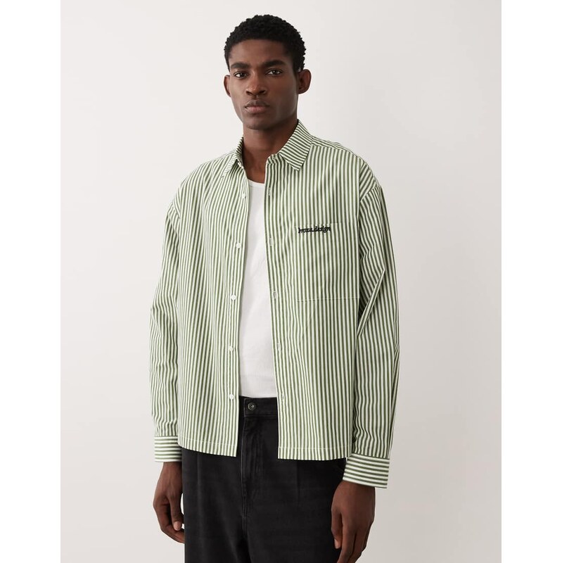ASOS DESIGN boxy oversized pinstripe shirt with pocket