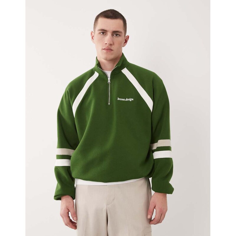ASOS DESIGN relaxed quarter zip sweatshirt with cut & sew