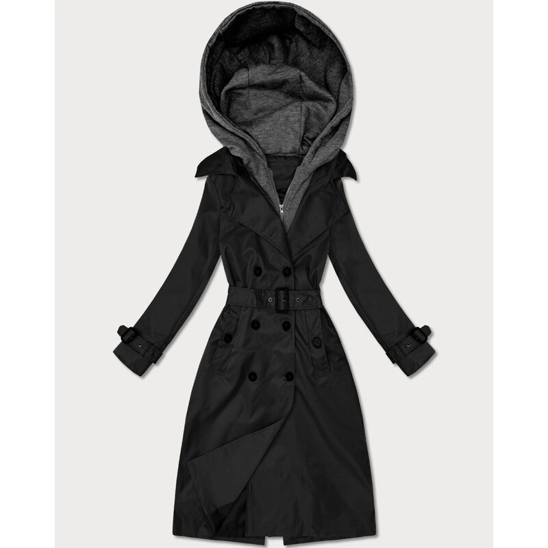 HONEY WINTER Klasický trenčkot s odnímatelnou kapucí Goodlookin black 114443034