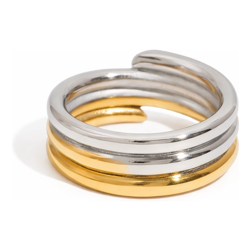 ELENYS Layers Duo – pozlacený prsten 18K žluté zlato