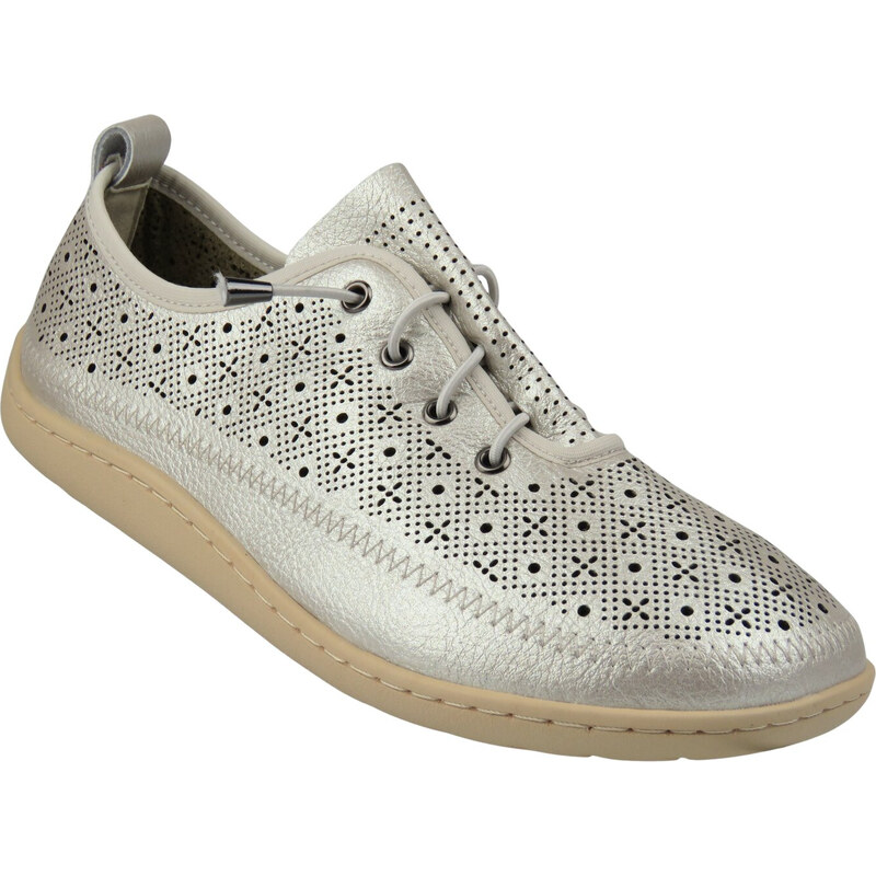 Lehké dámské barefoot polobotky M.Daszyński OL38-7 stříbrné 115416825