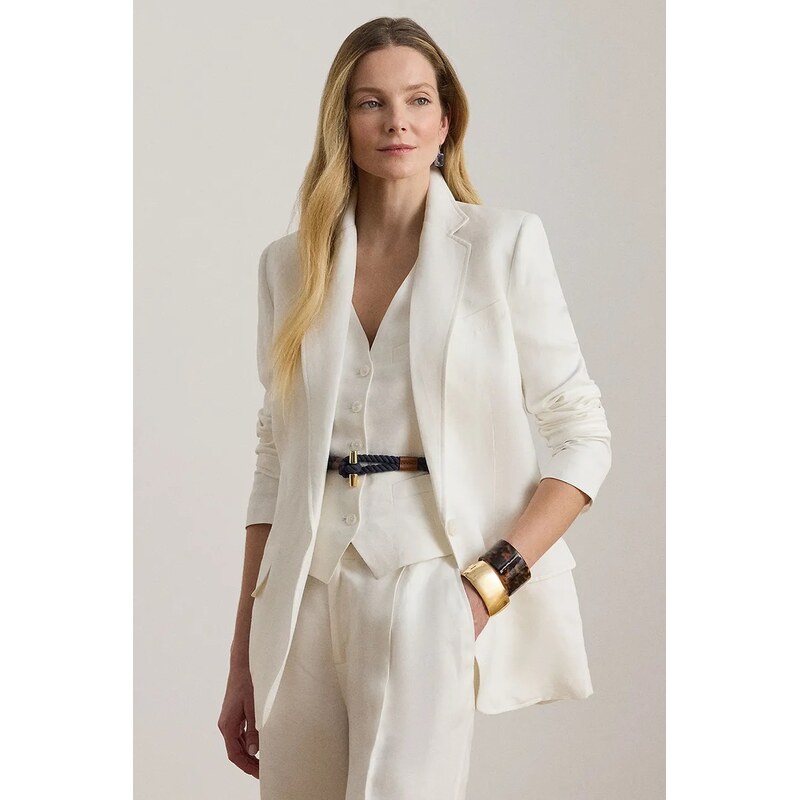 Lauren Ralph Lauren jednořadé sako ženské se lnem