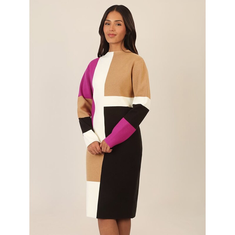 Šaty APART Camel/ Schwarz/ Pink 541477 115283995