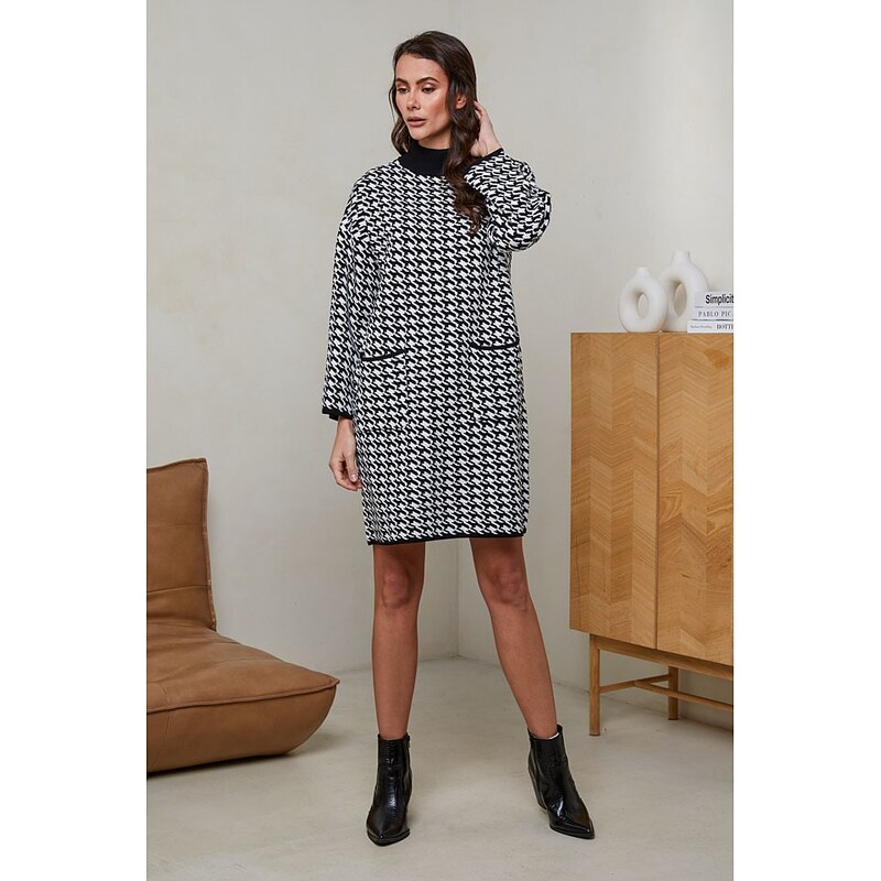 Šaty Soft Cashmere Schwarz/ Weiß 9141334