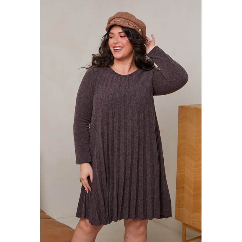 Šaty Curvy Lady Dunkelbraun 9740096
