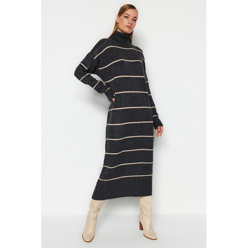 Šaty trendyol Anthrazit/ Beige 872839