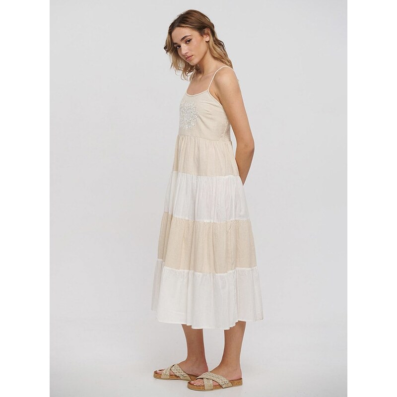 Šaty BLE Beige/ Weiß 4067431 115304231