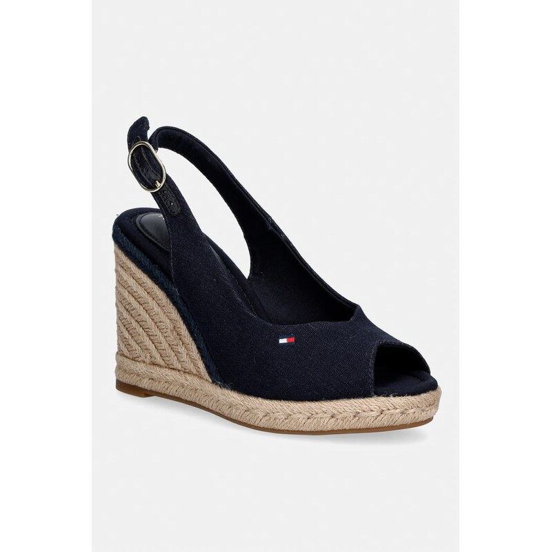 Tommy Hilfiger sandály na klínku FLAG HIGH WEDGE ESPAD SLINGBACK