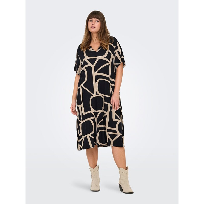 Šaty ONLY Carmakoma Schwarz/ Beige 9963127