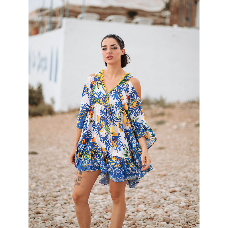 Šaty Isla Bonita by SIGRIS Weiß/ Blau/ Orange 9713071 115311227