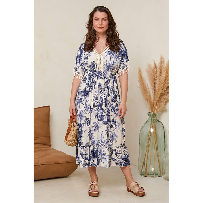 Šaty Curvy Lady Dunkelblau/ Creme 1063048