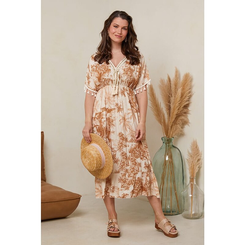 Šaty Curvy Lady Camel/ Creme 6999917 115320919