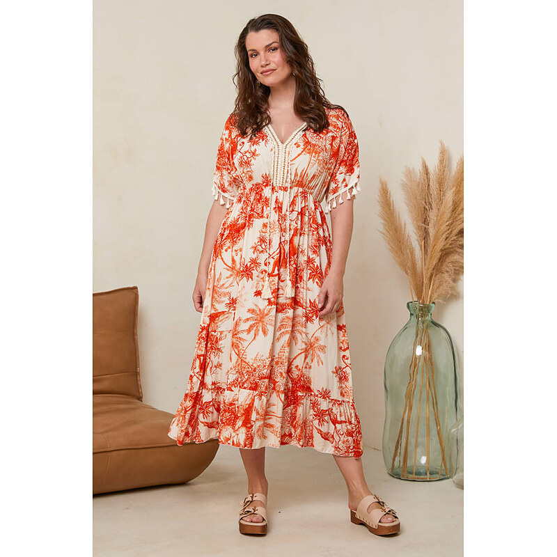 Šaty Curvy Lady Orange/ Creme 7191606 115320915