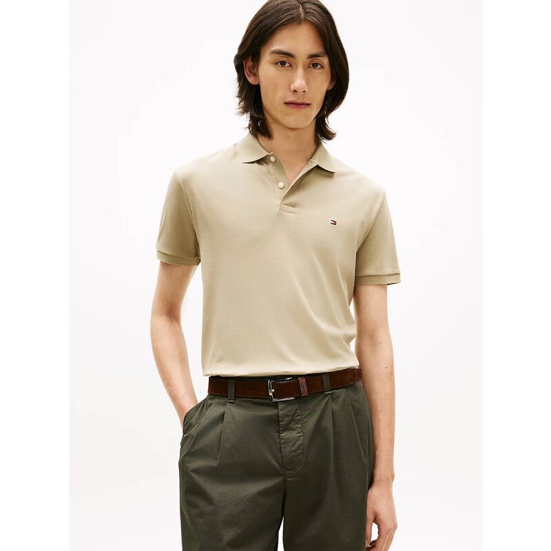 Tommy Hilfiger pánské tmavě béžové polo tričko
