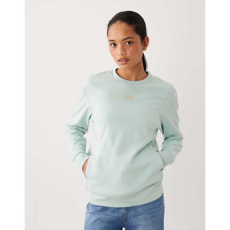 EA7 logo sweatshirt in light blue 114513886