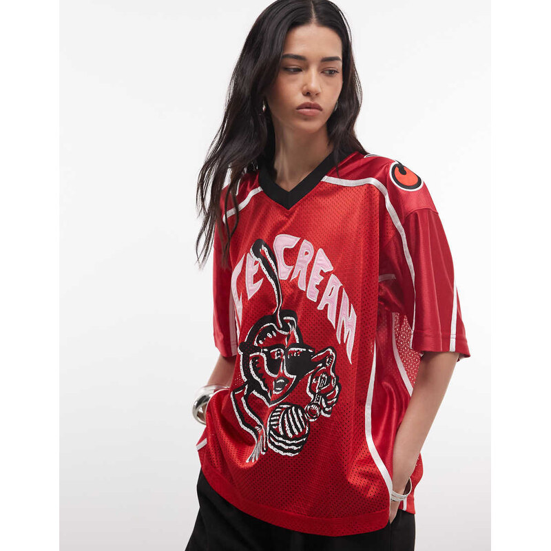 ICECREAM cherry logo football jersey in red 114514092