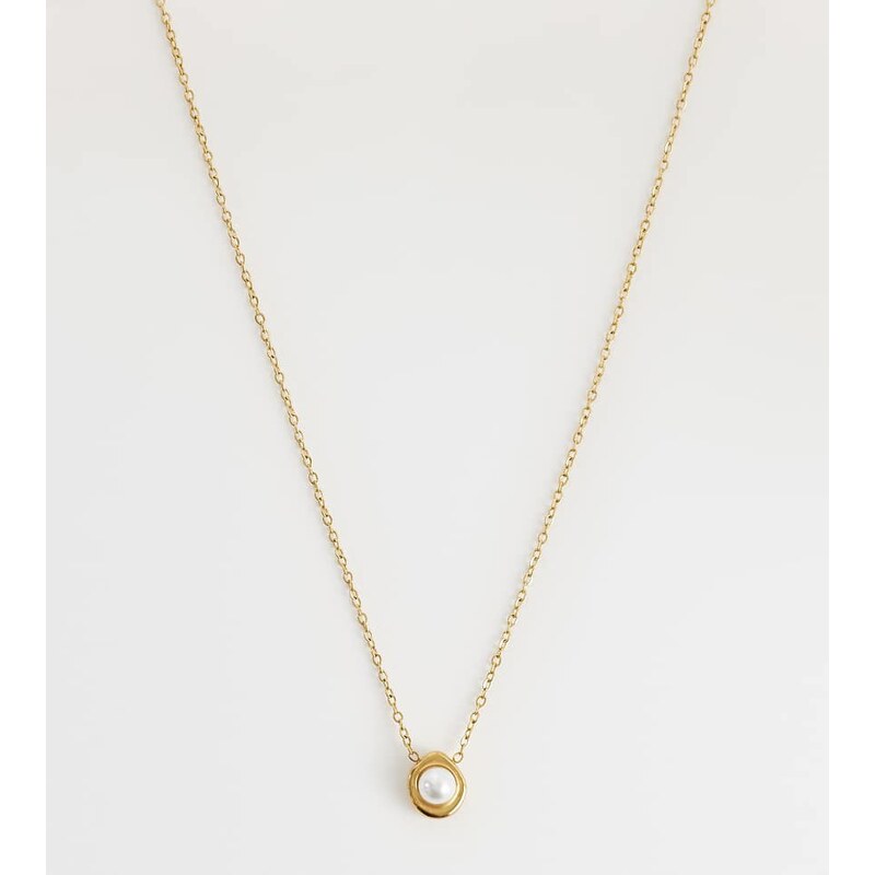 Lost Souls molten circle pearl pendant necklace in 18ct gold plated 114514147