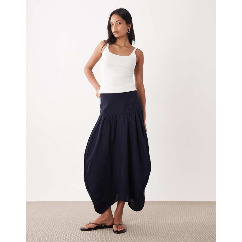 ARKET dropped hem parachute balloon maxi skirt in blue