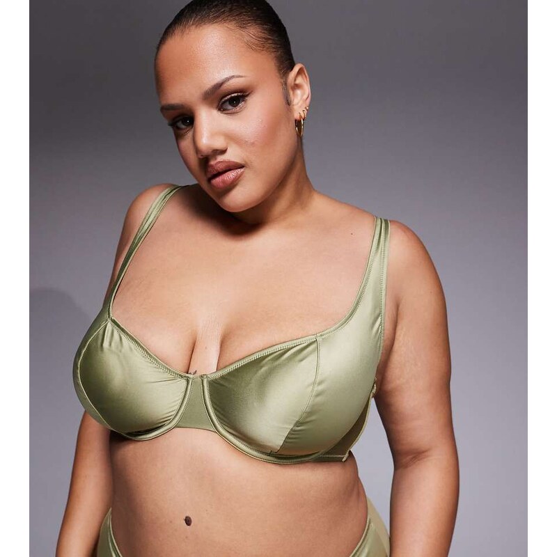 ASOS Curve ASOS DESIGN Curve Fern clean satin built up underwire bra 115516053