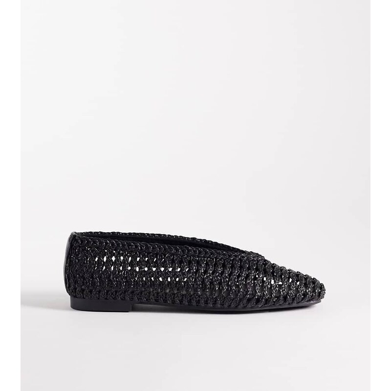 ASOS DESIGN Wide Fit Lioness weave ballets in black