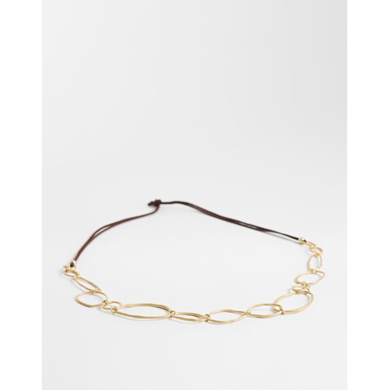 South Beach hammered circle chain belt in gold
