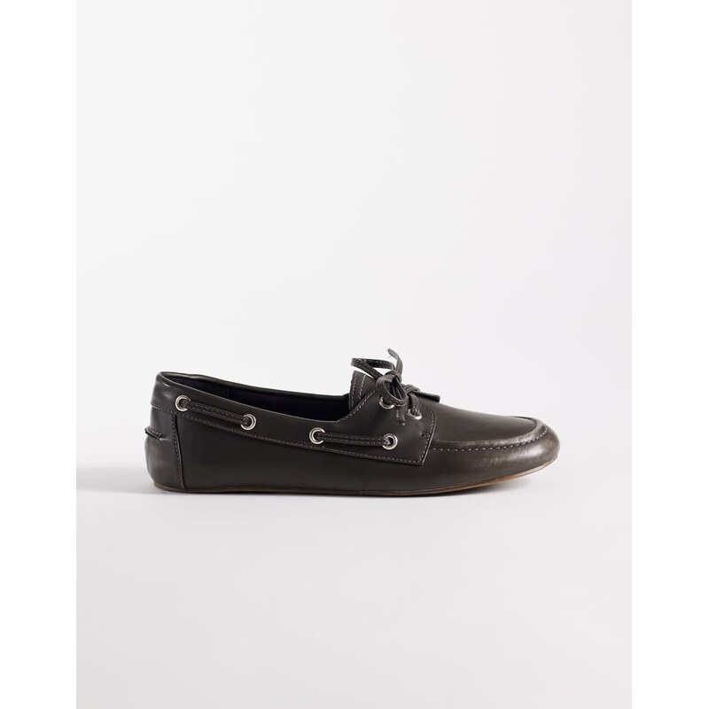 ASOS DESIGN Montague boat shoes in black burnish