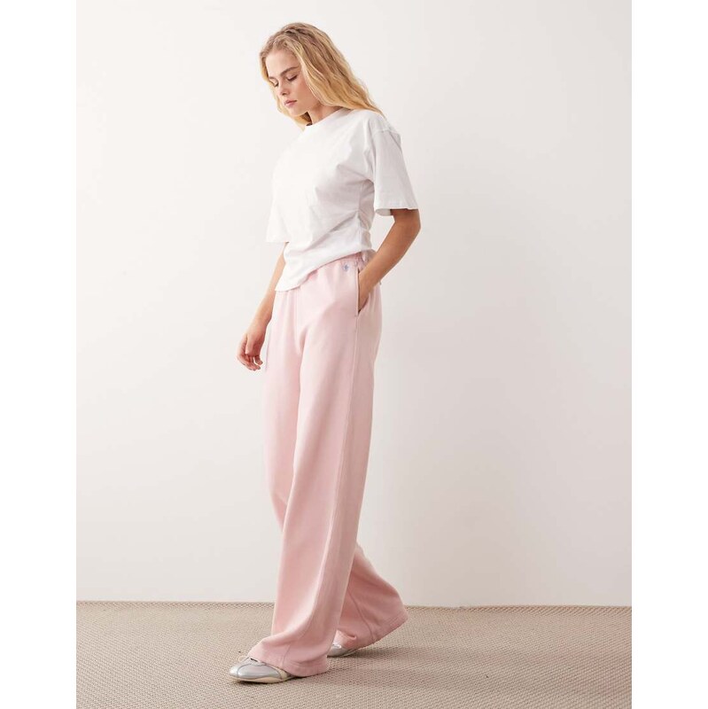 Polo Ralph Lauren icon logo fleece wide-leg sweatpant in pink 114727862