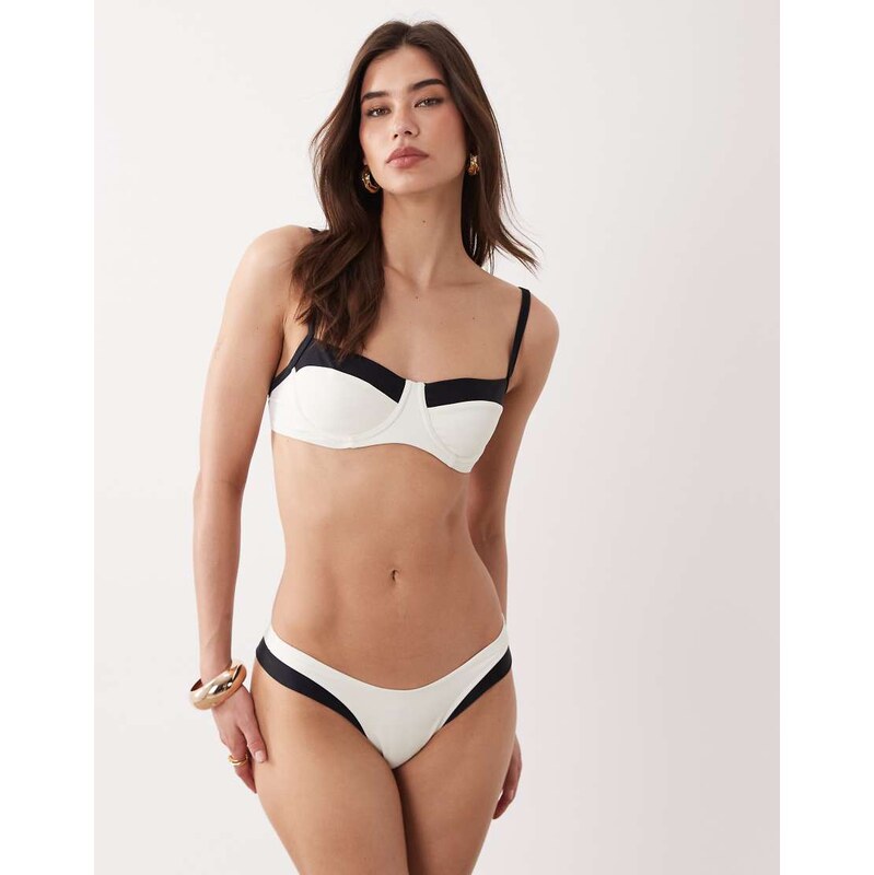 Free Society monochrome underwire bikini top in white