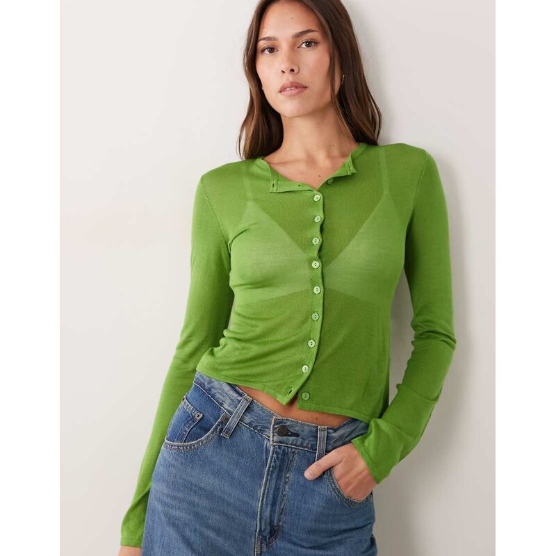 ASOS DESIGN sheer second skin cardigan in green